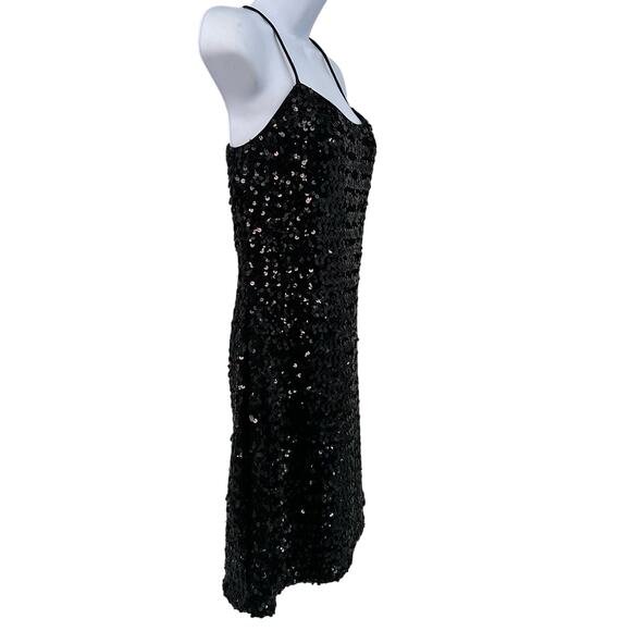 Roberta VTG 90's Black Sequin Dress Sparkly Stretch Cocktail Party Dress 14 Mini - Picture 4 of 9